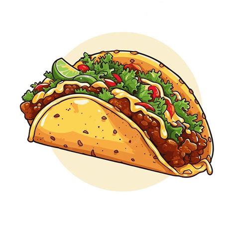 Premium Vector | Vector tasty taco illustration Mexican junk food logo icon hand drawing ...