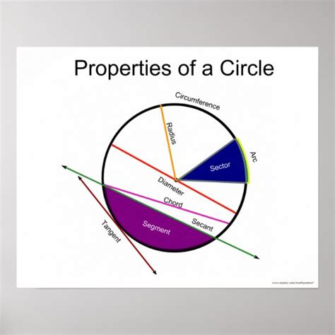 Geometry Math Poster: Properties of a Circle Poster | Zazzle.com