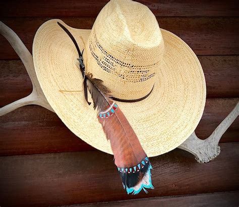 Custom Cowboy Hat Feather Southwest Tribal Colors Can Be | Etsy Canada