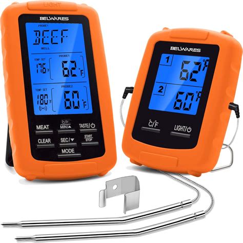 Instant Read Wireless Meat Thermometer - Digital Thermometer with Dual Probe, BBQ Grill ...