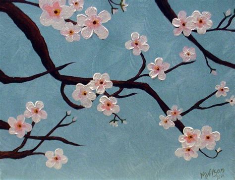 cherry blossoms | Cherry blossom painting, Easy flower painting, Acrylic painting flowers
