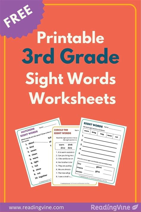 Third Grade Sight Words - ReadingVine