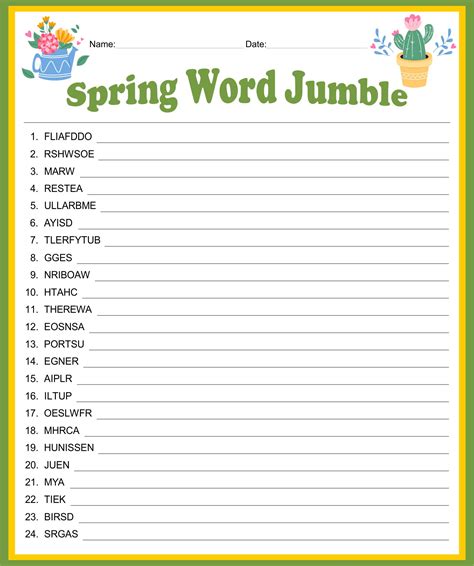 Printable Word Scrambles