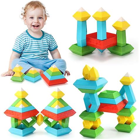 Amazon.com: MOONTOY Stacking Toys for Toddlers 1-3, 30Pcs Montessori ...