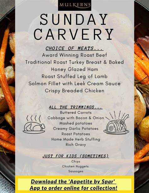 Sunday Carvery At Mulkerns, New Menu & Online Ordering! - Mulkerns