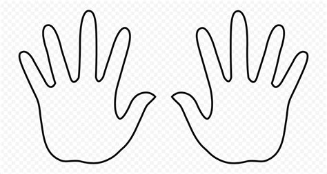 HD Black Outline Two Hands Print Clipart PNG | Citypng