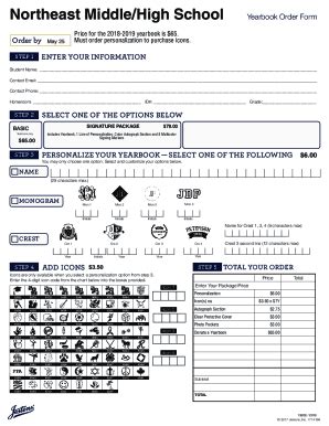 Fillable Online Northeast Middle/High School Yearbook Order Form Fax Email Print - pdfFiller