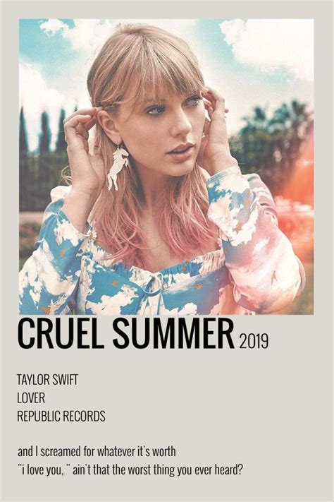 Cruel Summer | Taylor swift posters, Taylor swift discography, Taylor ...