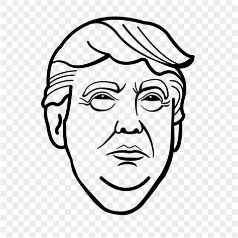 Donald Trump Black Outline Drawing Face Head | Citypng