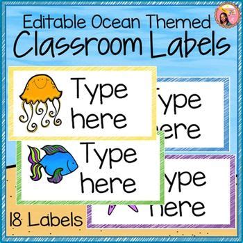 Ocean Theme Classroom Labels - Editable | Classroom labels, Classroom labels editable, Ocean ...