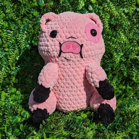 Jumbo Waddles the Pig Crochet Plushie // Handmade Amigurumi Stuffed ...