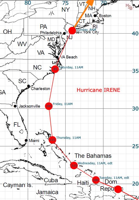 Hurricane IRENE Track Map and Impact