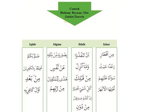 Memahami Hukum Bacaan Nun Sukun atau Tanwin Beserta Contoh dan Cara Membacanya - Halaman 2 ...