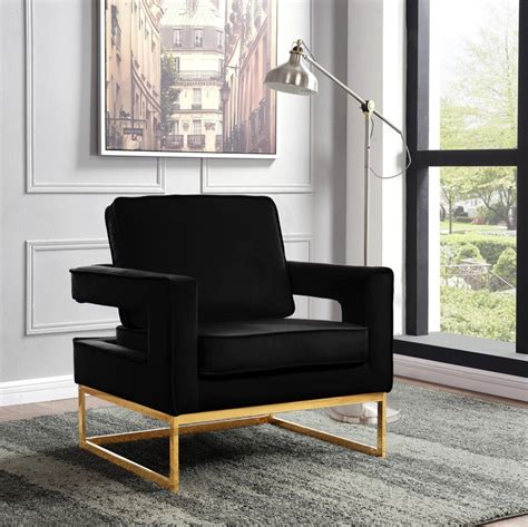 Contemporary Black Velvet Accent Chair Meridian Furniture 511 Noah ...