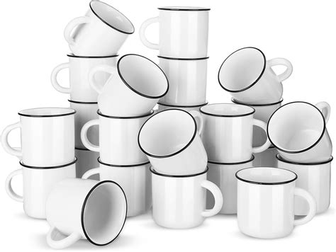 Uiifan 24 Pcs Ceramic White Coffee Mugs Mini Tea Cups for Office Home Travel Small Portable ...