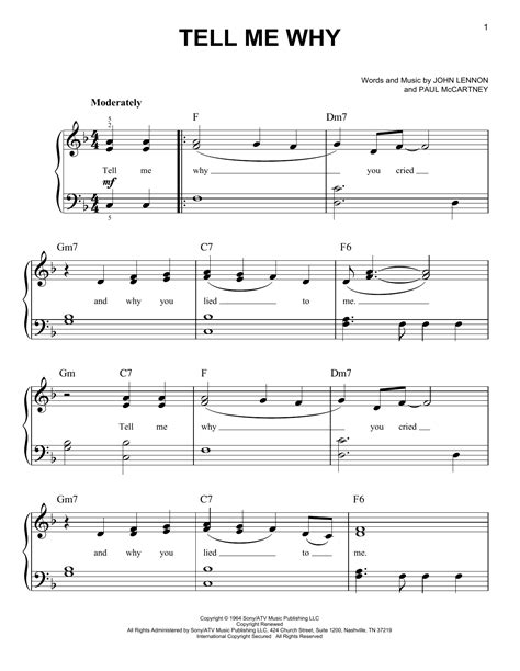 The Beatles - Tell Me Why sheet music