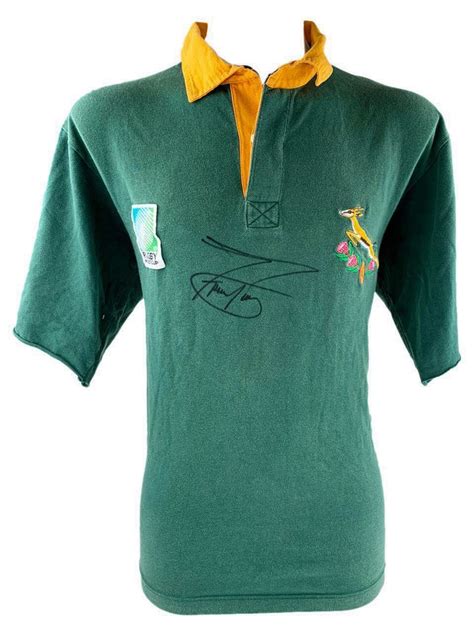 Autographed Francois Pienaar Shirt - Springboks Rugby World Cup Jersey 1995