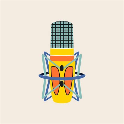 Premium Vector | Studio microphone clip art hand drawn illustration of mouthpiece mike podcast ...