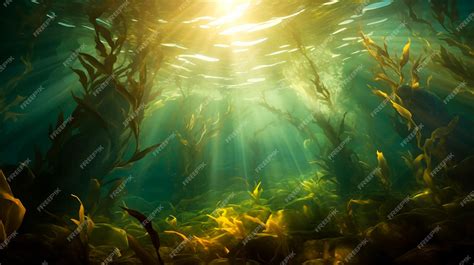 Premium AI Image | underwater view of beautiful sea and seaweed