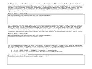 Identifying Text Structure Worksheet for 8th - 10th Grade | Lesson Planet