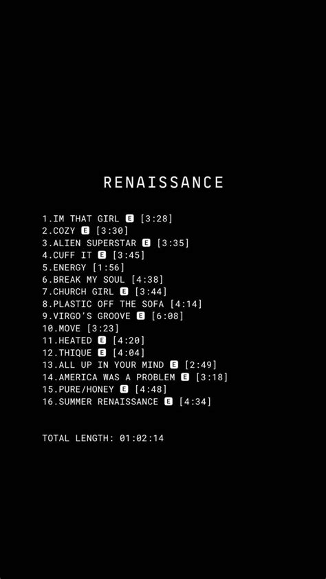 Beyoncé, act i. RENAISSANCE | Beyonce album, Beyonce music, Beyonce tattoo