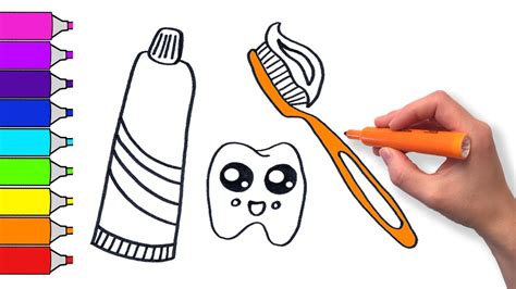 Toothbrush And Toothpaste Coloring Page | Tensei Colors