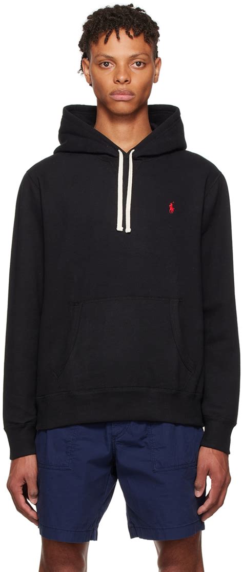 Black Cotton Hoodie by Polo Ralph Lauren on Sale