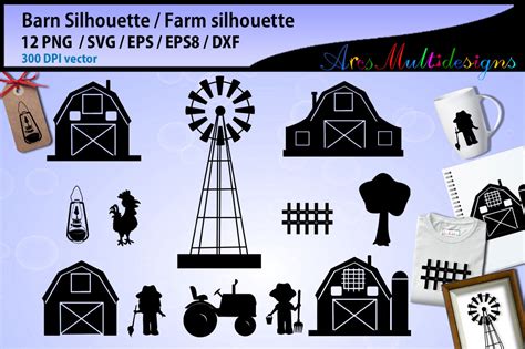 Barn svg silhouette / Barn vector / farm svg / farm svg silhouette By ArcsMultidesignsShop ...