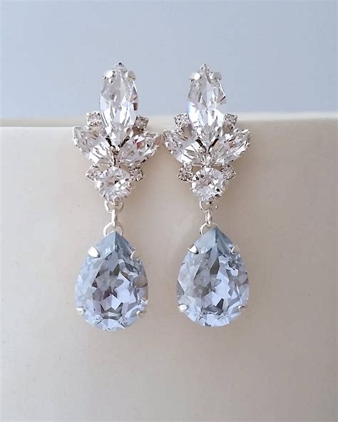 Bridal Chandelier earrings,Dusty blue Bridal earrings,Dusty blue wedding,Slate Blue earrings ...