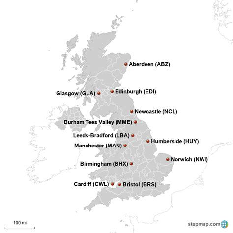 StepMap - UK Regional Airports - Landkarte für Great Britain