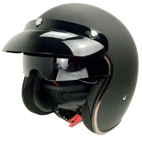 Open Face Helmet With Retractable Sun Visor