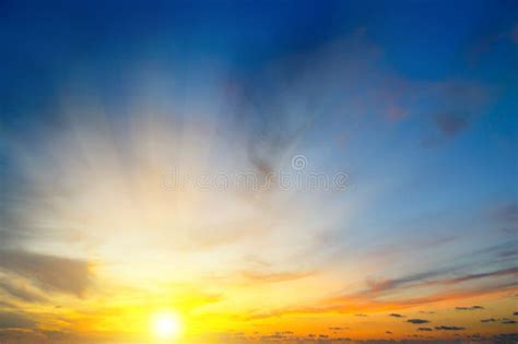 Sky and Bright Sunrise Over the Horizon. Stock Image - Image of dawn, beautiful: 110477153