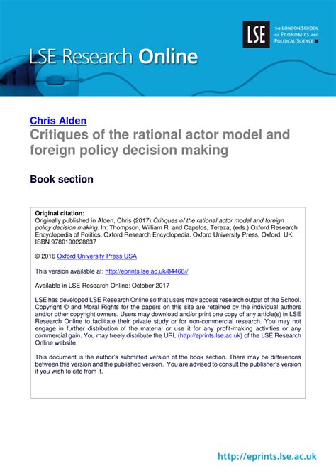 (PDF) Critiques of the rational actor model and foreign policy decision ...