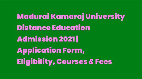 Madurai Kamaraj University Distance Education Admission 2021 ...