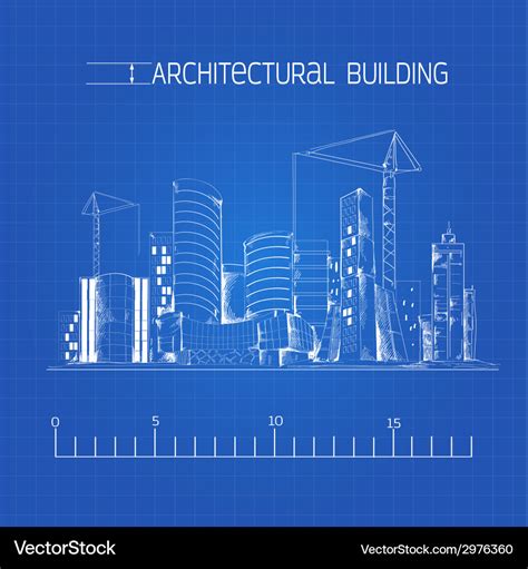 Architectural building blueprint Royalty Free Vector Image