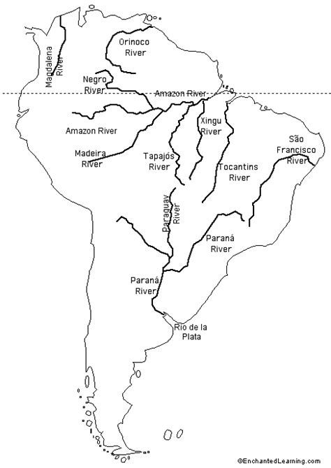 Map of Major Rivers in Latin America and Central America