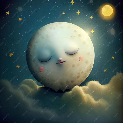 Premium AI Image | Generative AI moon smiling above the clouds illustration