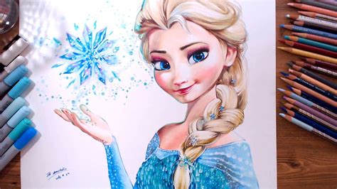 Speed drawing of Elsa, from the movie Frozen. - Copic Marker ...