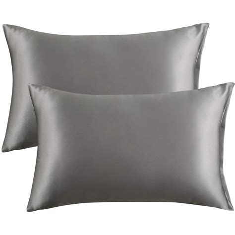 Dark Grey Satin Pillowcase (2 Pack) for Hair Skin Silk Pillow Case ...