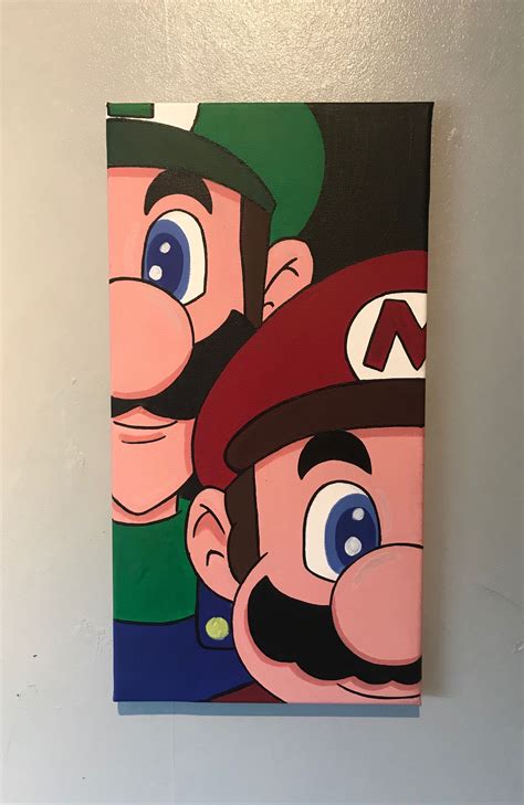 Mario brothers duo canvas | Cartoon painting, Mini canvas art, Cute ...