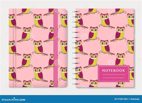 Notebook Covers with Owls. Vector Set. Stock Vector - Illustration of ...