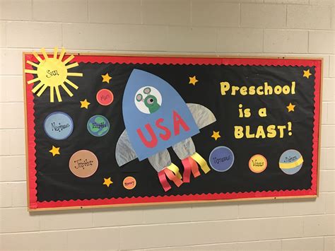 Space Themed Bulletin Board | Space bulletin boards, Space preschool, Space theme classroom