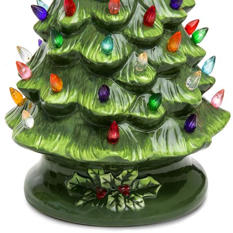 BCP 15in Pre-Lit Hand-Painted Ceramic Tabletop Christmas Tree w/ 64 ...