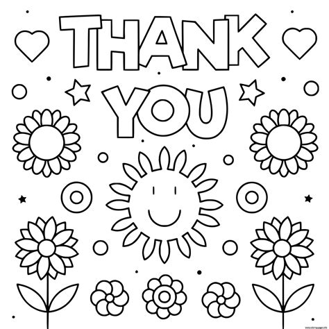 Thank You Flowers Coloring page Printable