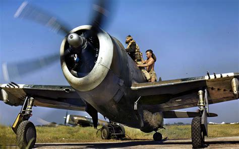 P47 Thunderbolt Mk II, 1945 - The pilot climbs in to the cockpit of his Republic P 47 ...