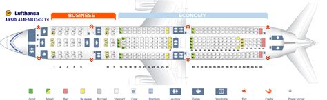 Seat map Airbus A340-300 Lufthansa. Best seats in plane