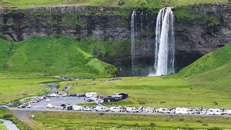 Seljalandsfoss Waterfall at a Crowded Day - YouTube