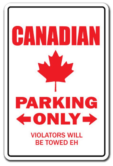 Canadian novelty Sign Parking Canada Flag Leaf Gift - Etsy