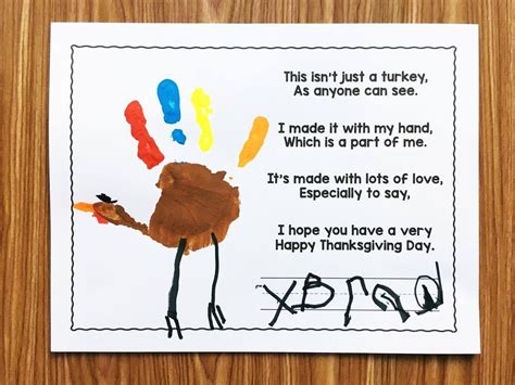 Turkey Handprint Poem Printable - Printable Word Searches