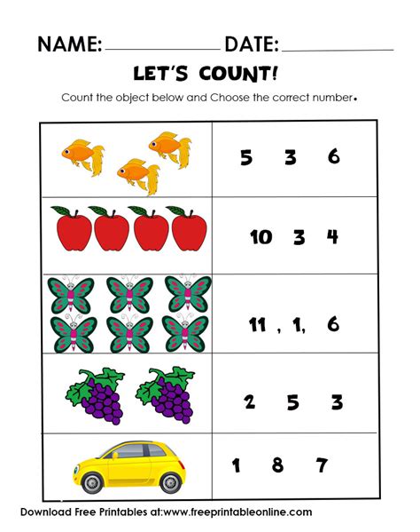 Best Free Printable Worksheets That Teach Kids to Count – Free Printable Online Blog